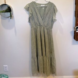 Flowy green and white dress